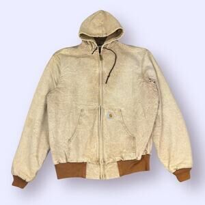 Vintage Tan Carhartt Hooded Jacket AJR116 Size Large Tall